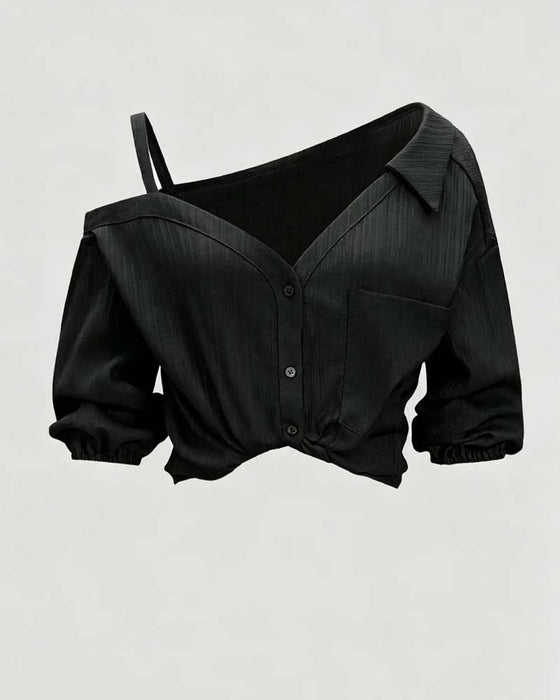 Blouse Bretelle Une Épaule Torsadé