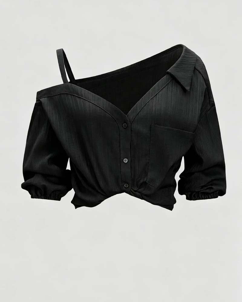 Blouse Bretelle Une Épaule Torsadé