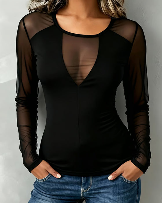 Blouse Col V Tendance Manche Longue