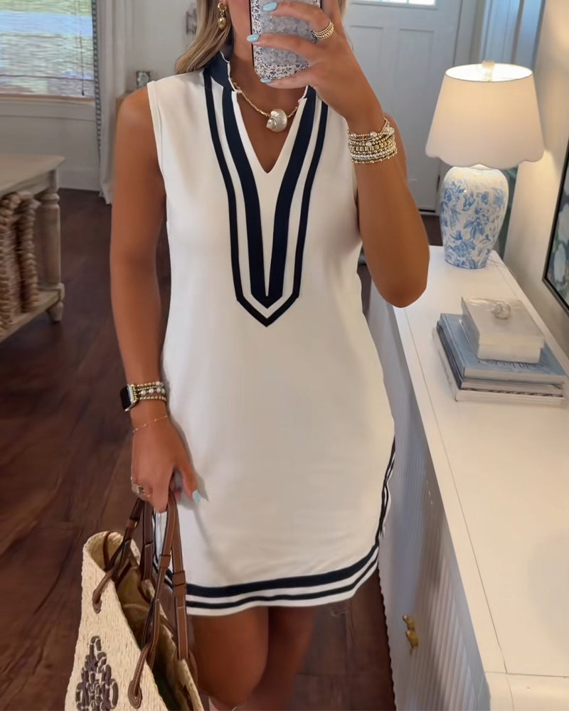 Robes Colorblock Marine Sans Manches Droite