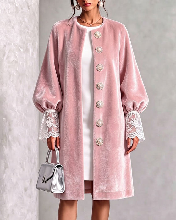 Veste Patchwork Manche Bouton Tendance