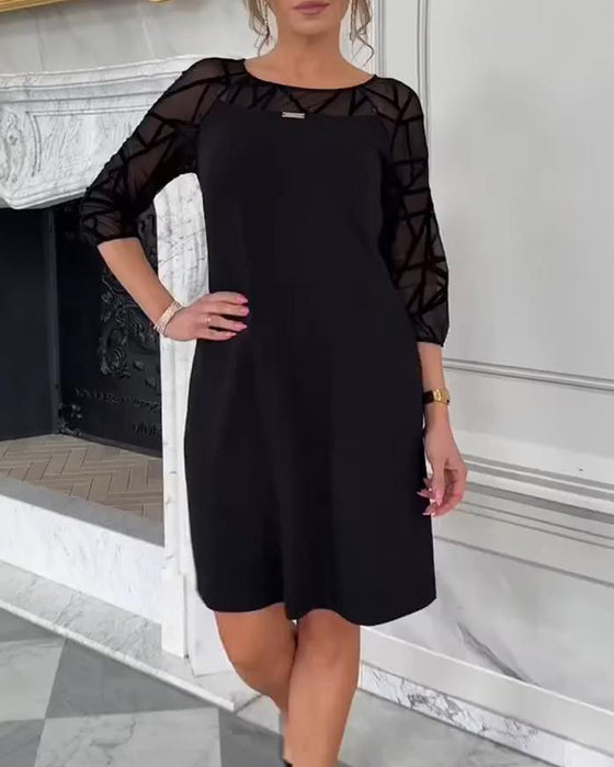 Robe Élégante À Col Rond Et Style Tendance