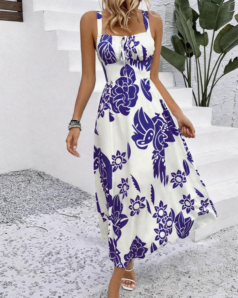 Robe Élégante Bretelle Imprimé