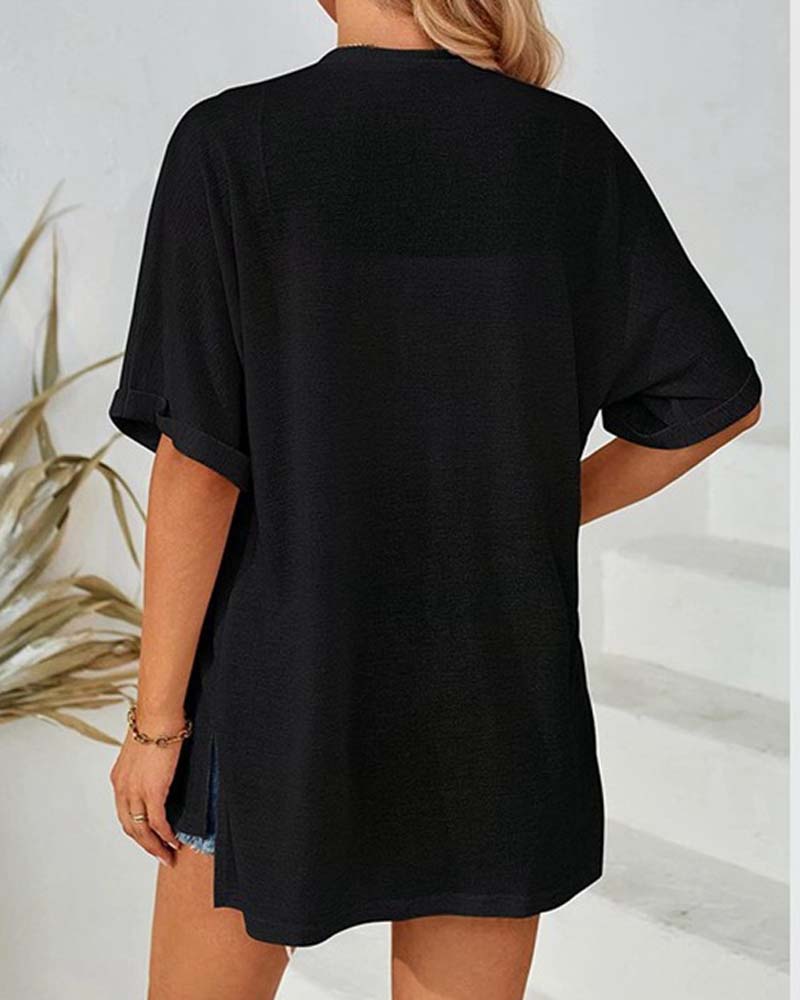 Manteau Manches Courtes Décontracté Unie