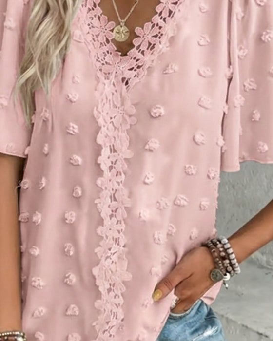Blouse Jacquard Assemblée Manche Volant
