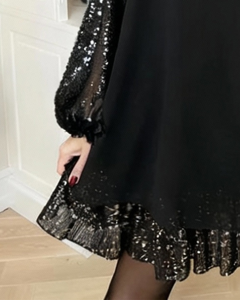 Robe Ample À Manches Lanterne Et Col Rond