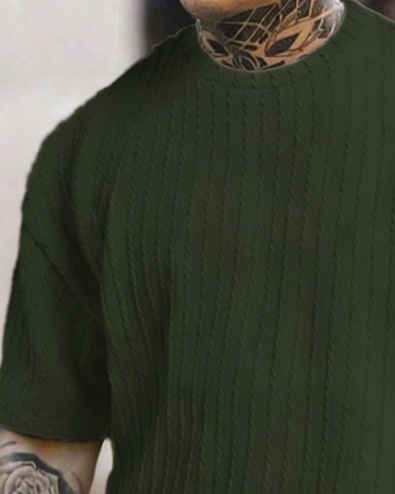 Ensemble Homme T-Shirt Rayé Et Short Col Crew