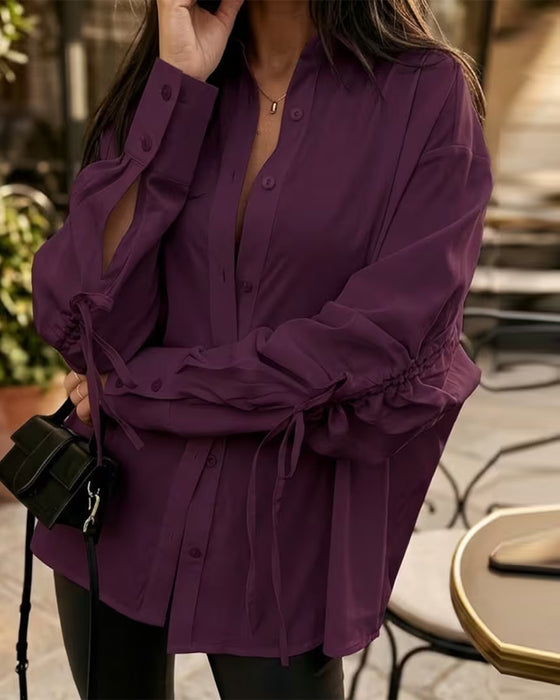 Chemise Attacher Froncé Bouton Devant Lâche