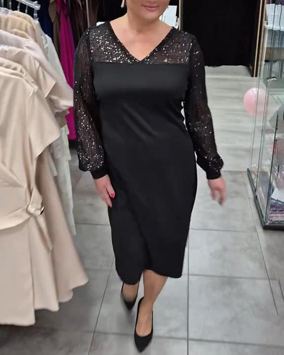 Robe Élégante Unie À Col V