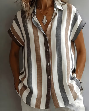 Chemise Rayure Verticale Manche Courte