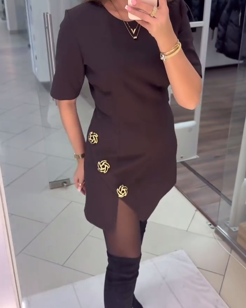 Robe Unie Droite À Fleurs 3d