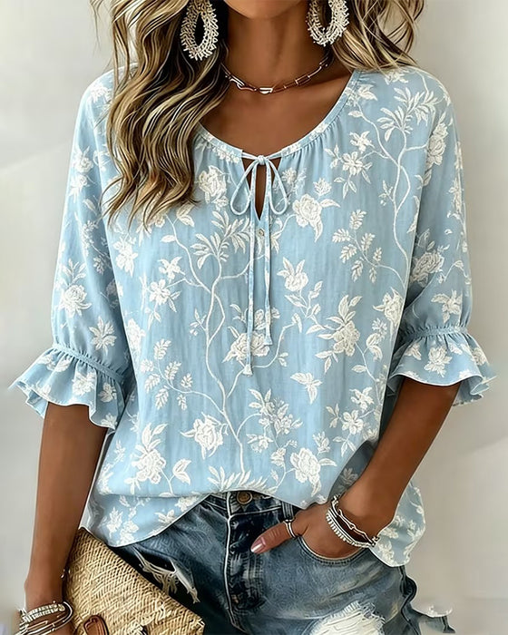 Blouse Attache Volant Imprimé