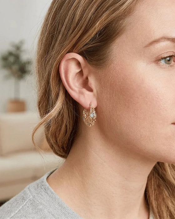 Boucles D’oreilles Vintage Fleur Créole