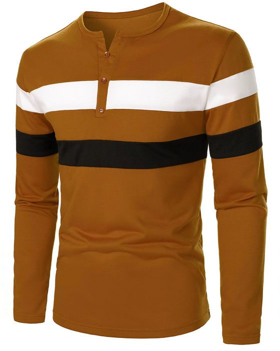 T-Shirt Col Rond Rayé Manches Longues Homme