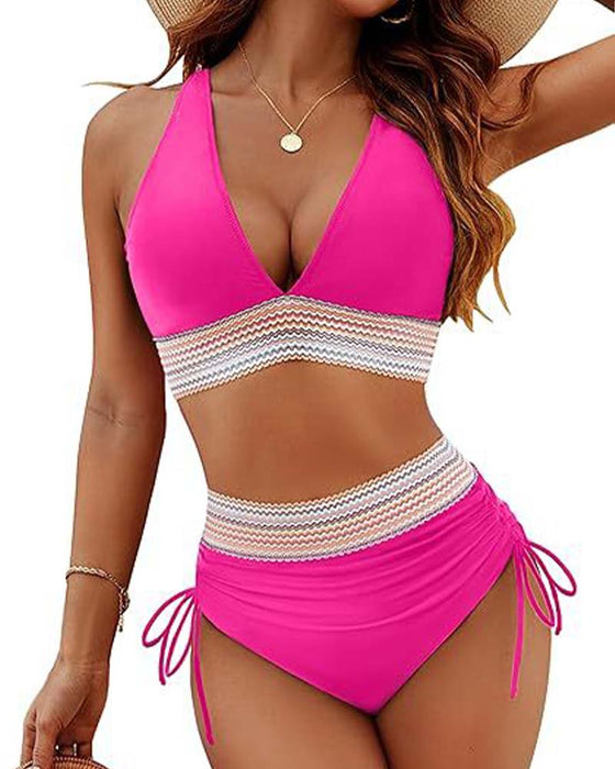 Bikini Vacances Col V À Lacets
