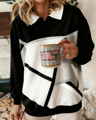 Sweat-shirt décontracté imprimé à manches longues