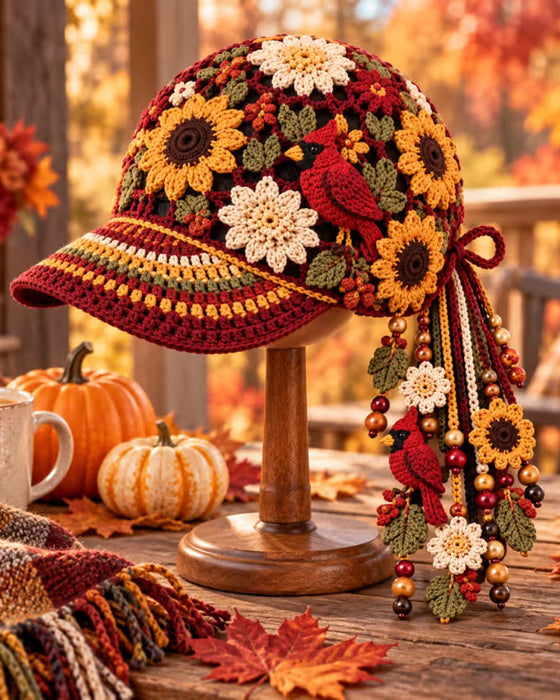 🍂 Casquette De Baseball D'Automne En Crochet Faite Main Pour Femme