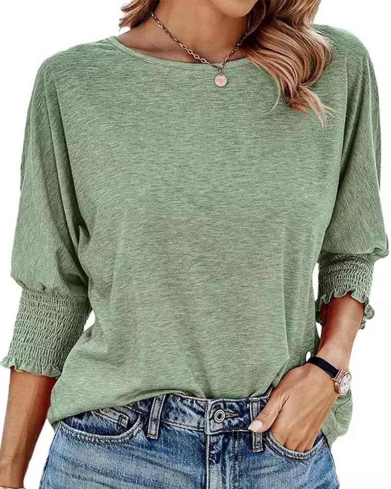 Tshirt Coupe Ample Col Rond Poignets Froncés