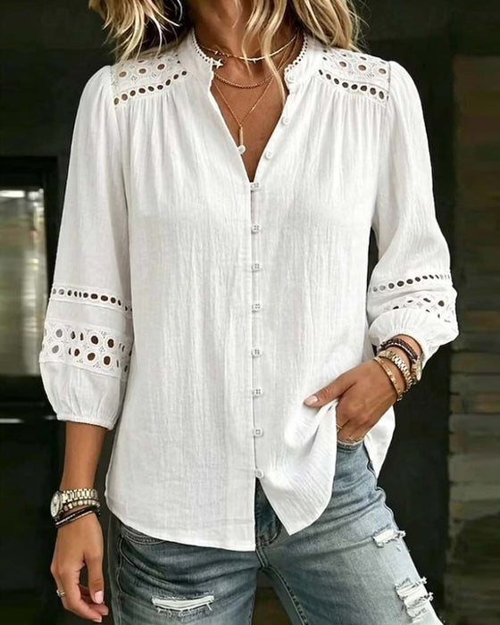 Blouse Col Mandarine Évidé