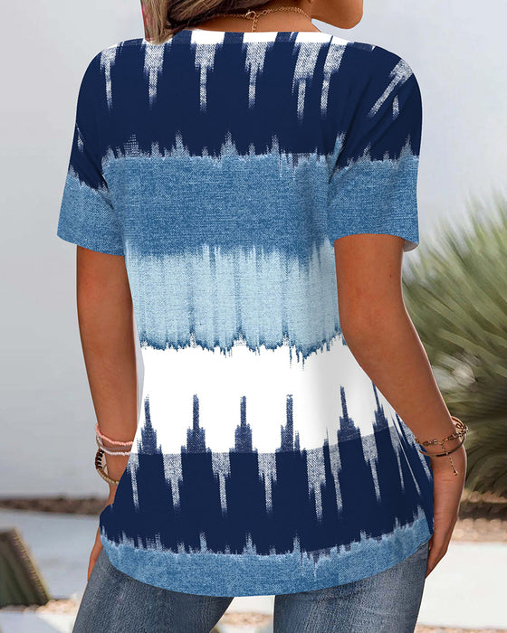 T-Shirt Casual Impression Contrastée