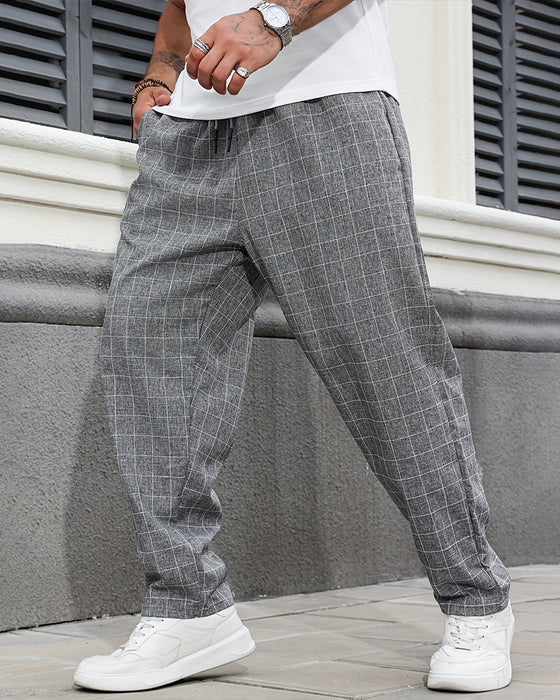 Pantalons Homme Carreaux Cordon Poche