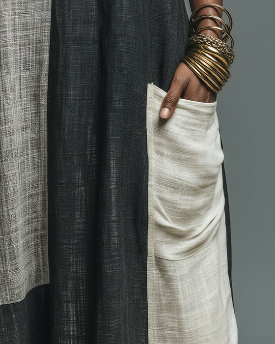 Robe Patchwork Sans Manches Bloc De Couleur Maxi