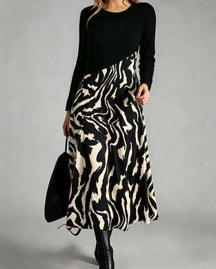 Robe Patchwork Zèbre Manche Longue