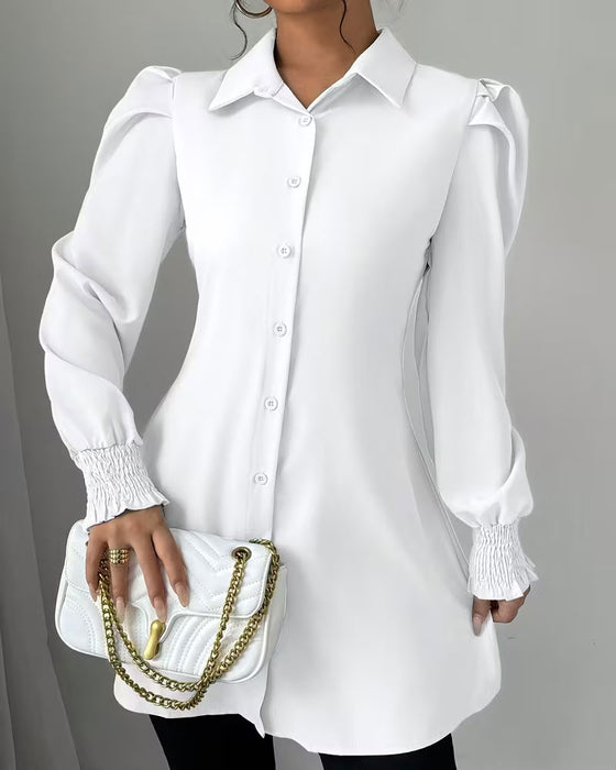 Blouse Col Chemise Unie Tendance