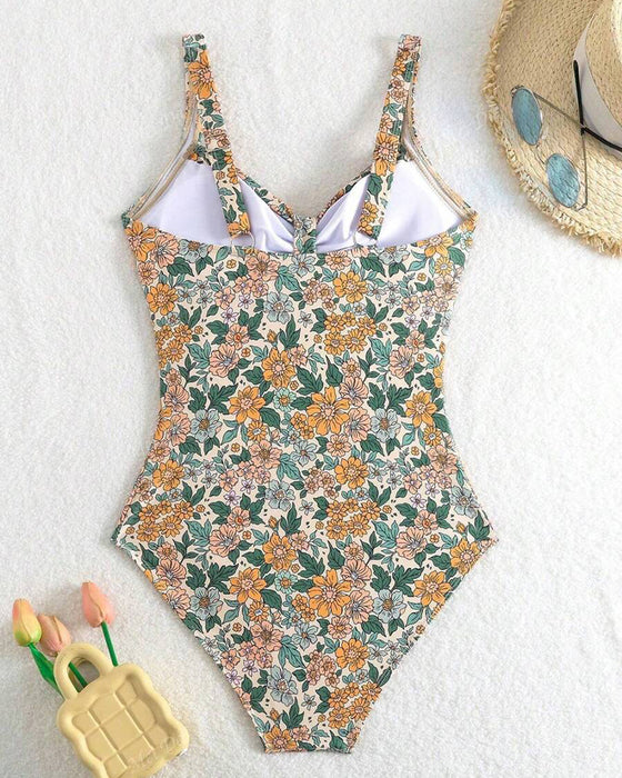 Maillot De Bain Une Pièce Imprimé Floral Triangle
