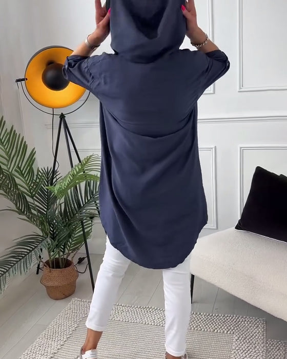 Manteau à capuche boutonné imprimé lettre