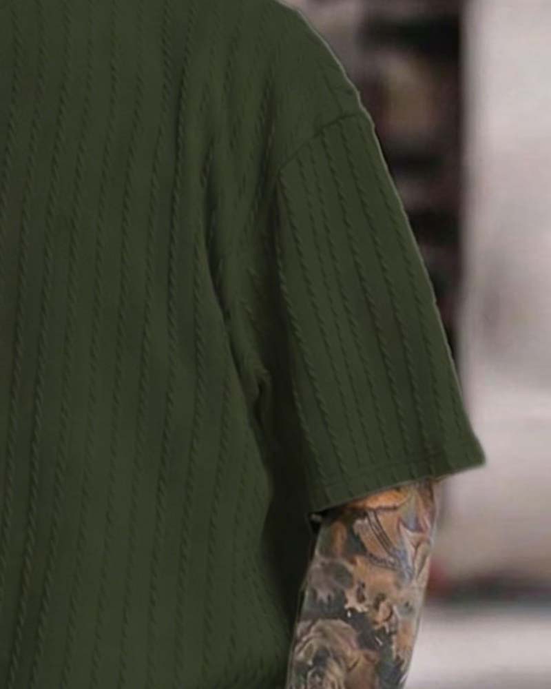 Ensemble Homme T-Shirt Rayé Et Short Col Crew