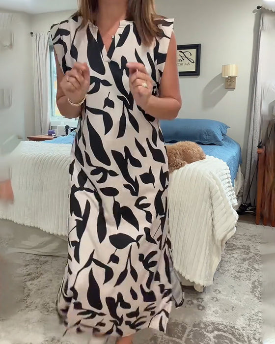Robes Sans Manches Col V Fente Tenue De Travail Longue