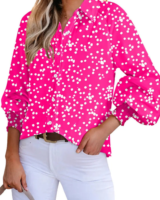 Blouse Manche Lanterne Imprimée