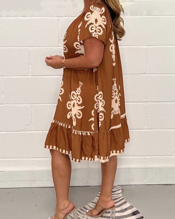 Robe imprimée à col rond