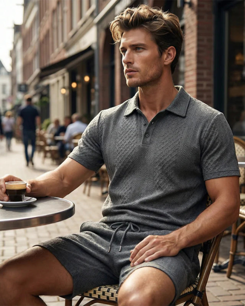 Ensemble 2 Pièces Pour Homme À Col Et Manches Courtes