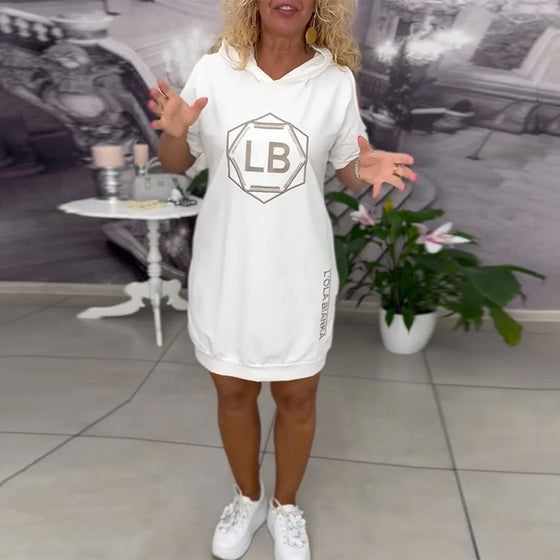 Robe À Capuche Imprimé Lettres Sport