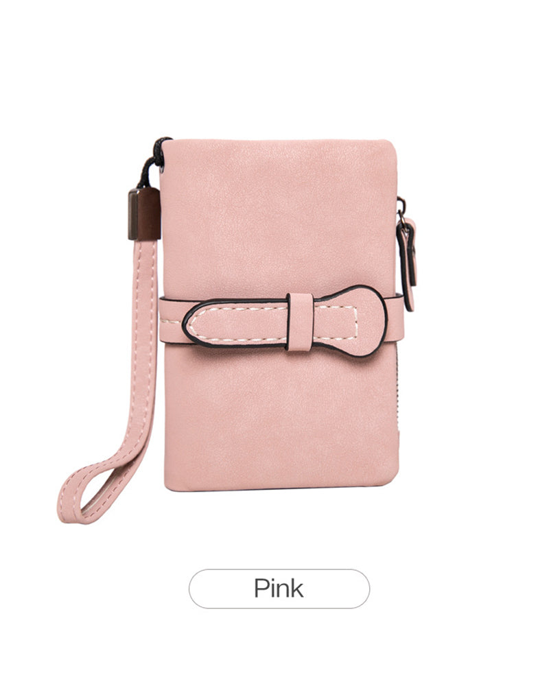 Portefeuille Court Minimaliste Élégant Pour Femme Avec Dragonne, Portefeuille Polyvalent À Fermeture Éclair Pour Cartes, Portefeuille Tendance Pour Un Usage Quotidien