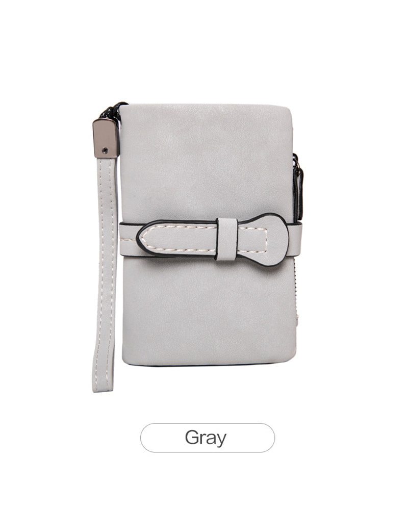 Portefeuille Court Minimaliste Élégant Pour Femme Avec Dragonne, Portefeuille Polyvalent À Fermeture Éclair Pour Cartes, Portefeuille Tendance Pour Un Usage Quotidien
