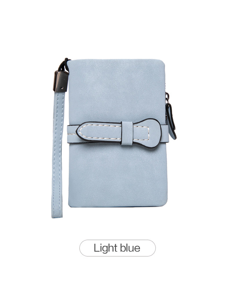 Portefeuille Court Minimaliste Élégant Pour Femme Avec Dragonne, Portefeuille Polyvalent À Fermeture Éclair Pour Cartes, Portefeuille Tendance Pour Un Usage Quotidien