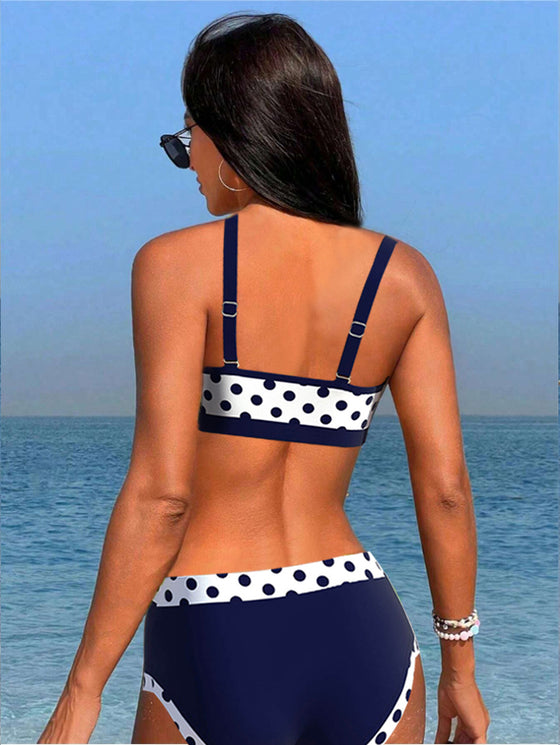 Bikinis taille haute patchwork à pois