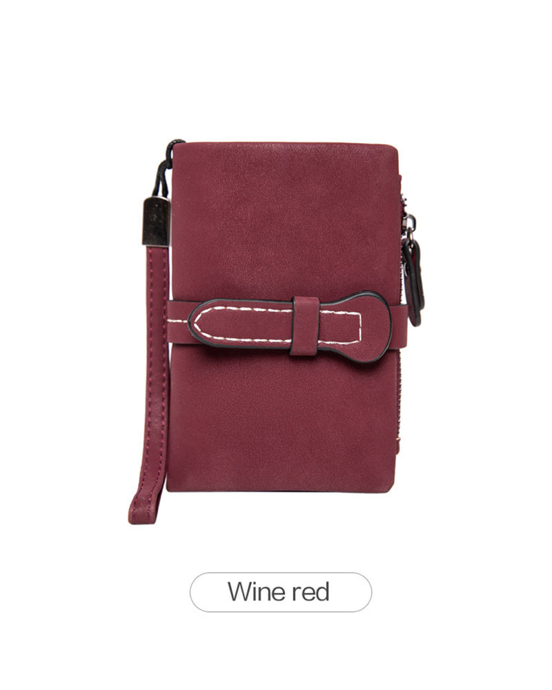 Portefeuille Court Minimaliste Élégant Pour Femme Avec Dragonne, Portefeuille Polyvalent À Fermeture Éclair Pour Cartes, Portefeuille Tendance Pour Un Usage Quotidien