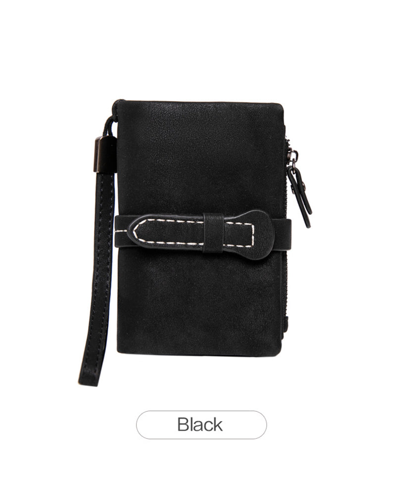 Portefeuille Court Minimaliste Élégant Pour Femme Avec Dragonne, Portefeuille Polyvalent À Fermeture Éclair Pour Cartes, Portefeuille Tendance Pour Un Usage Quotidien