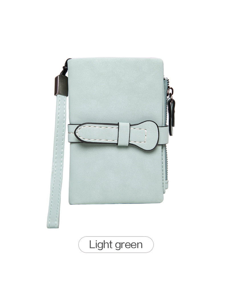 Portefeuille Court Minimaliste Élégant Pour Femme Avec Dragonne, Portefeuille Polyvalent À Fermeture Éclair Pour Cartes, Portefeuille Tendance Pour Un Usage Quotidien