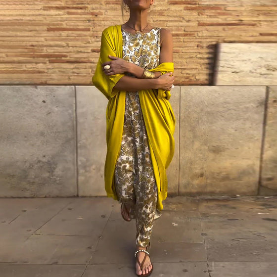 Costume deux pièces élégant à imprimé vintage