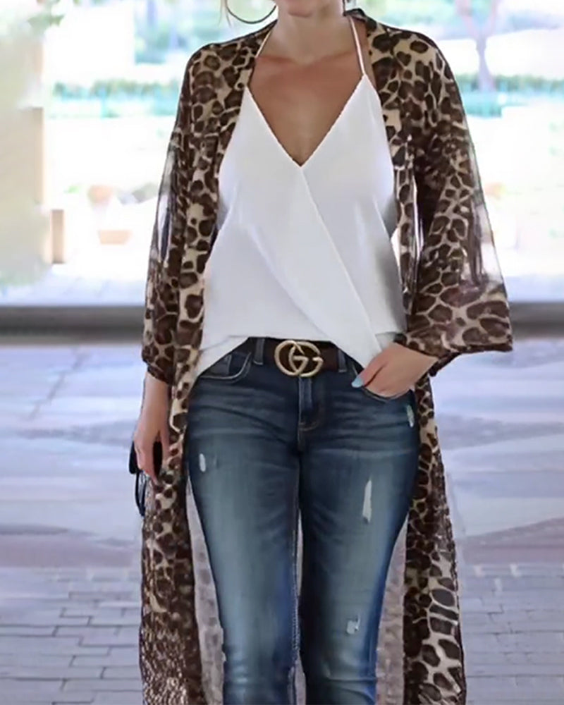 Manteau Long Imprimé Léopard Anti-UV