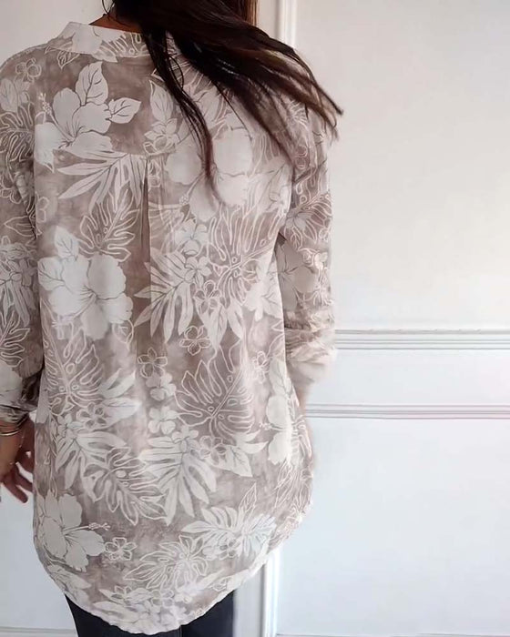 Haut imprimé feuilles à sequins patchwork