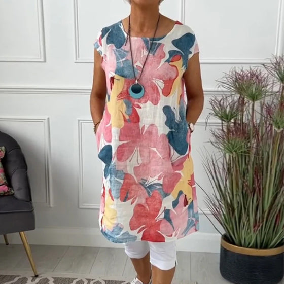 Haut long décontracté à imprimé floral coloré