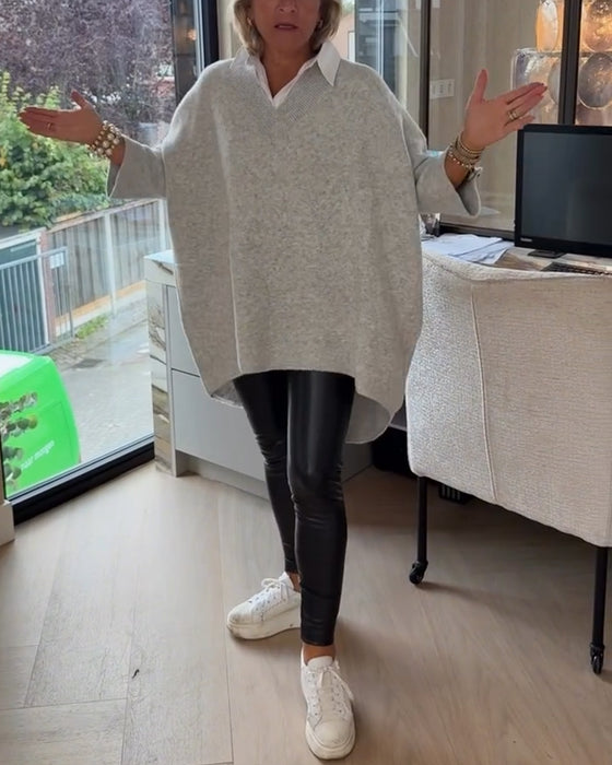 Pull Avec Caractéristiques Col V, Boutonné Et Asymétrique