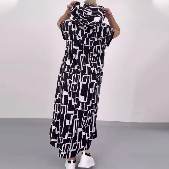 Robe Fermeture Éclair Mi-longue Lâche Contrastée