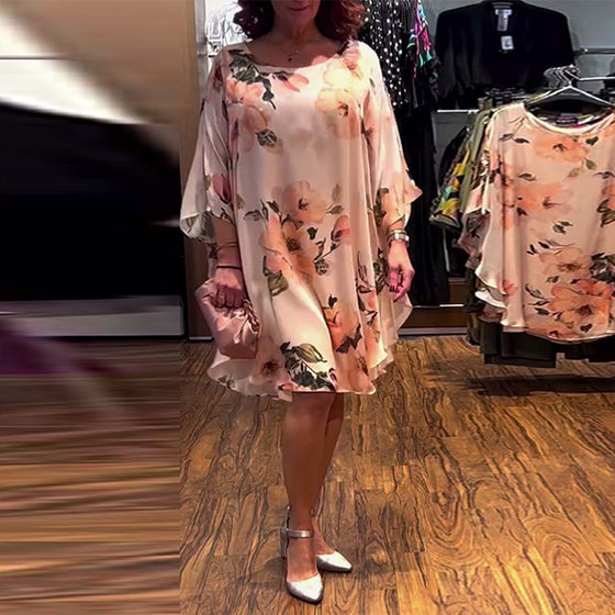 Robe Imprimé Manche Chauve-Souris